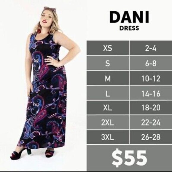 Tropical Print LuLaRoe Dani - Sleeveless Maxi Dress - Picture 5 of 7